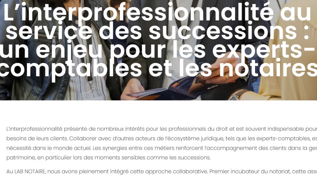 L’interprofessionnalité au service des successions